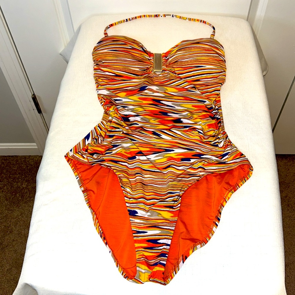 VIX Paula Hermanny One Piece Multicolor Swimsuit 24K Gold-Plated Details Size 12 - Picture 12 of 13